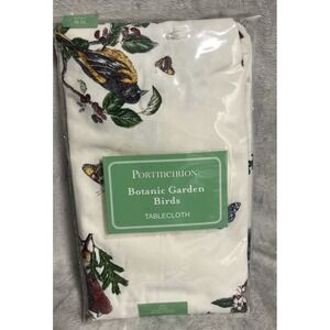 PORTMEIRION BOTANIC GARDEN Birds Cream Tablecloth 70" Round Machine Washable